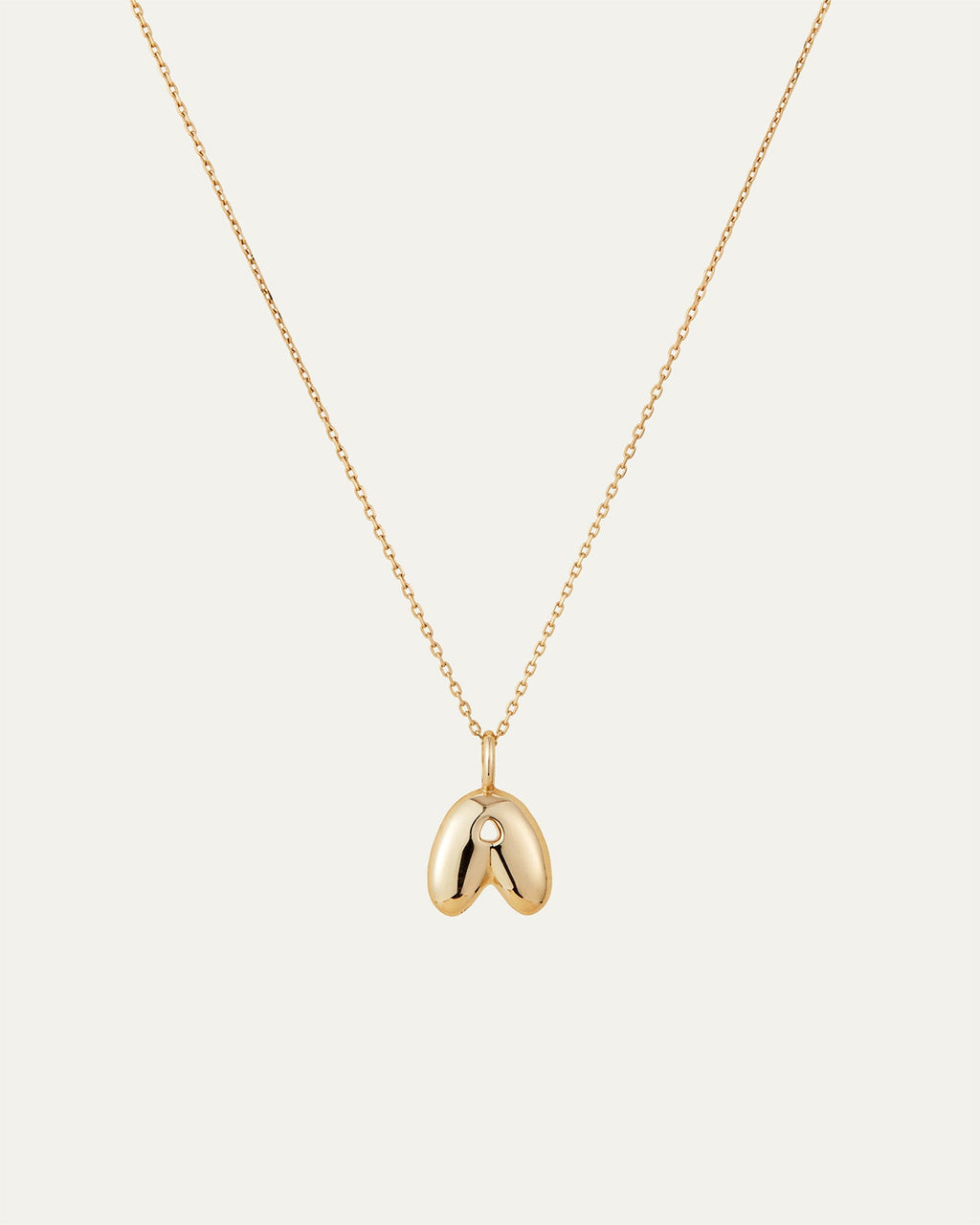 14K Gold Bubble Letter Necklace - A
