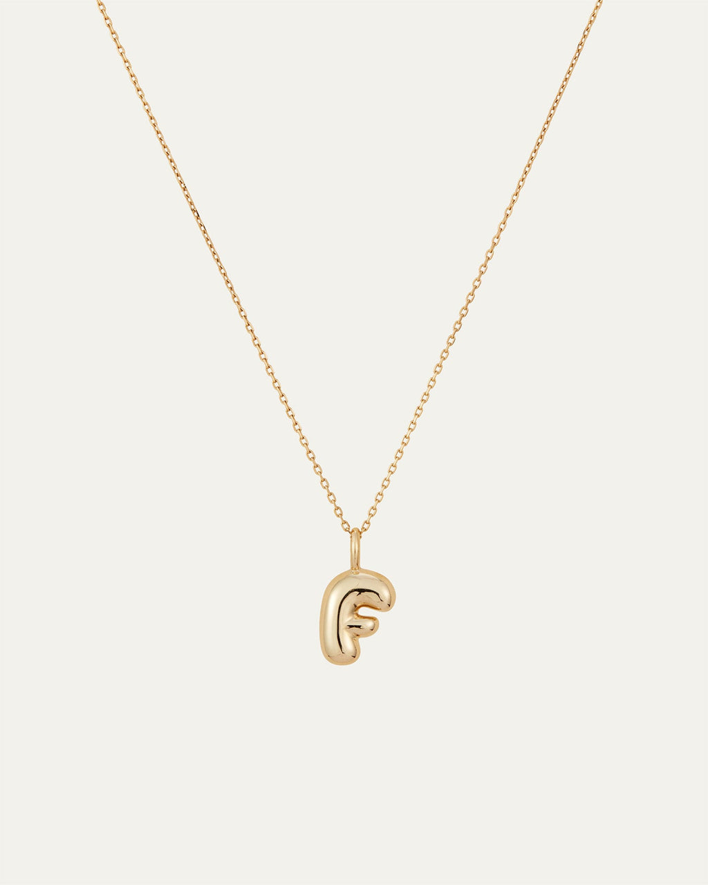14K Gold Bubble Letter Necklace - F