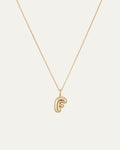 14K Gold Bubble Letter Necklace - F