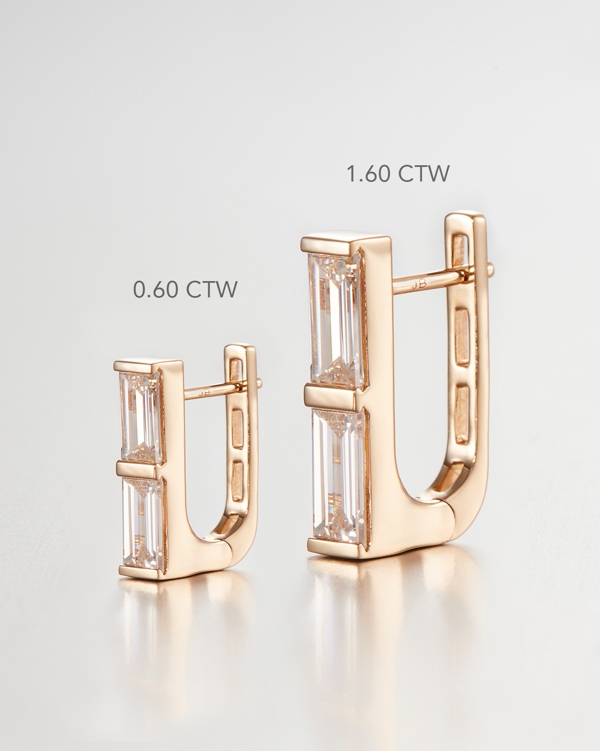 10K Stacked Baguette Diamond Huggie Earrings
