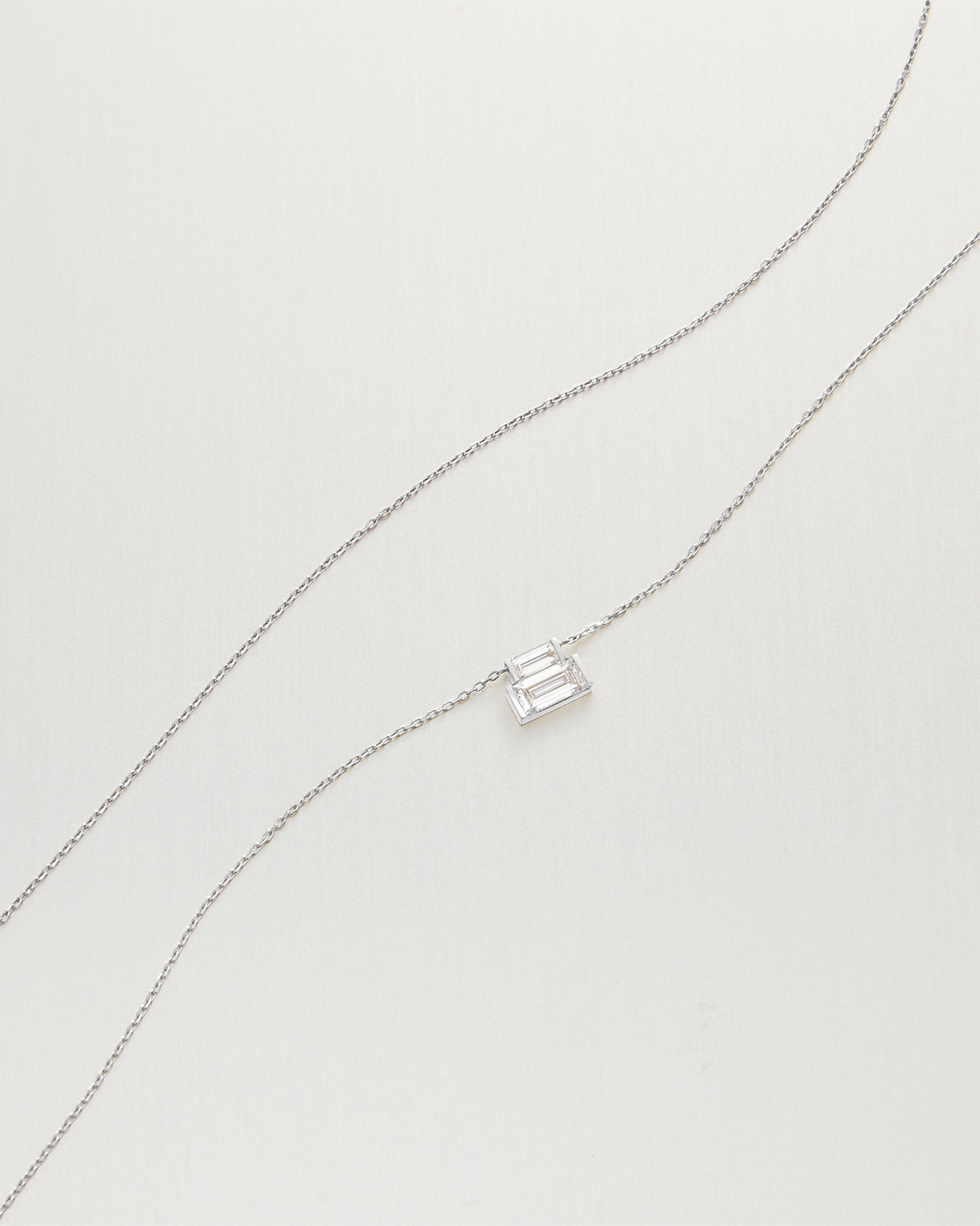 10K Stacked Baguette Diamond Necklace