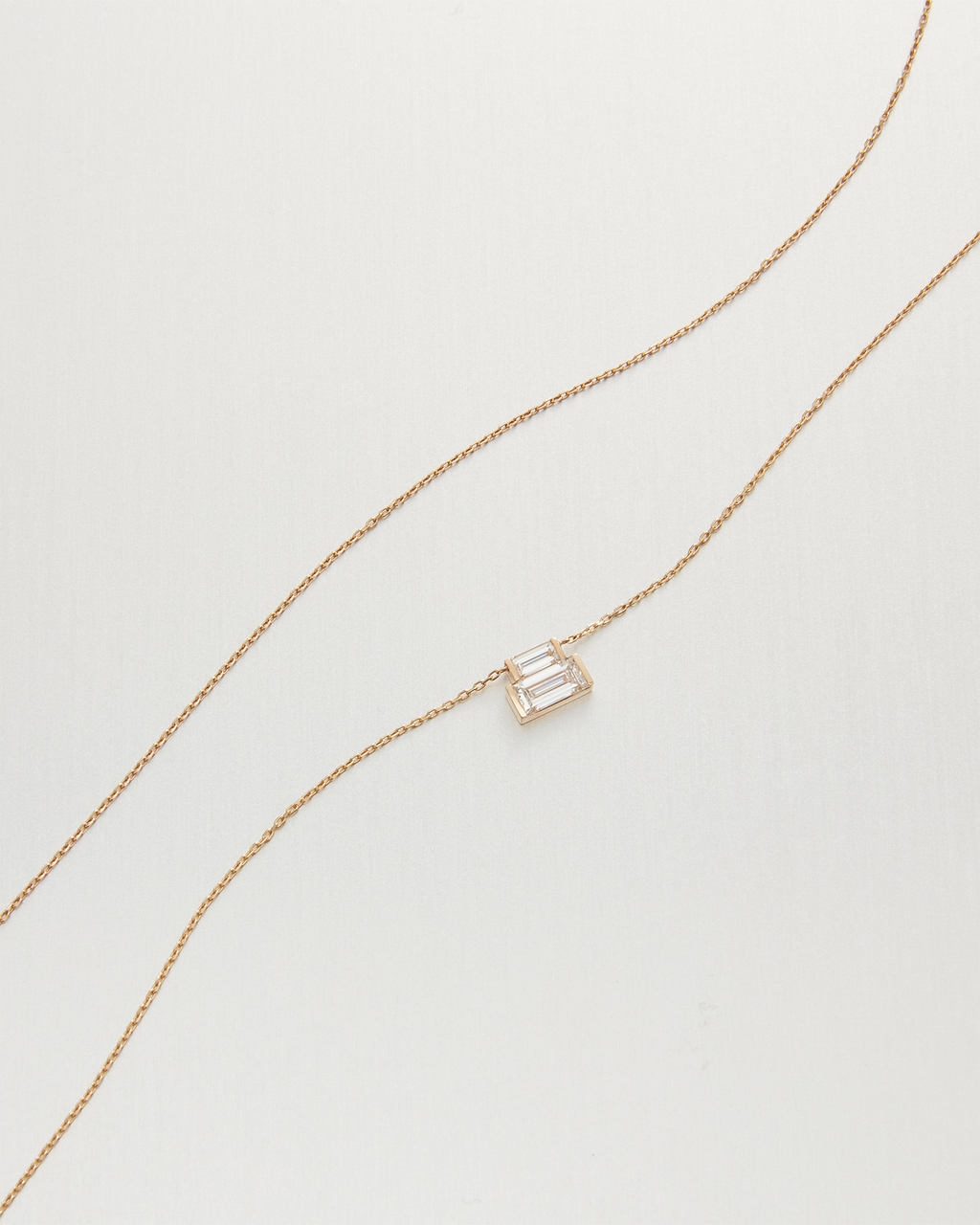 10K Stacked Baguette Diamond Necklace