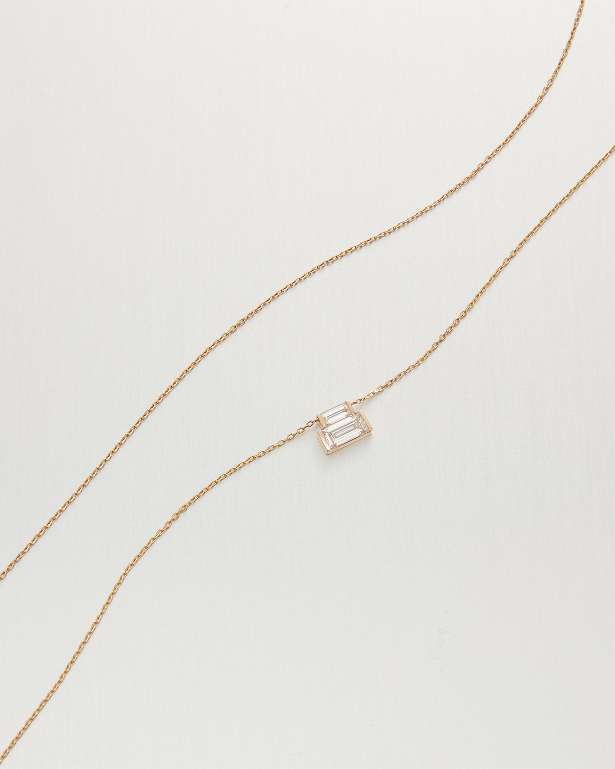 10K Stacked Baguette Diamond Necklace