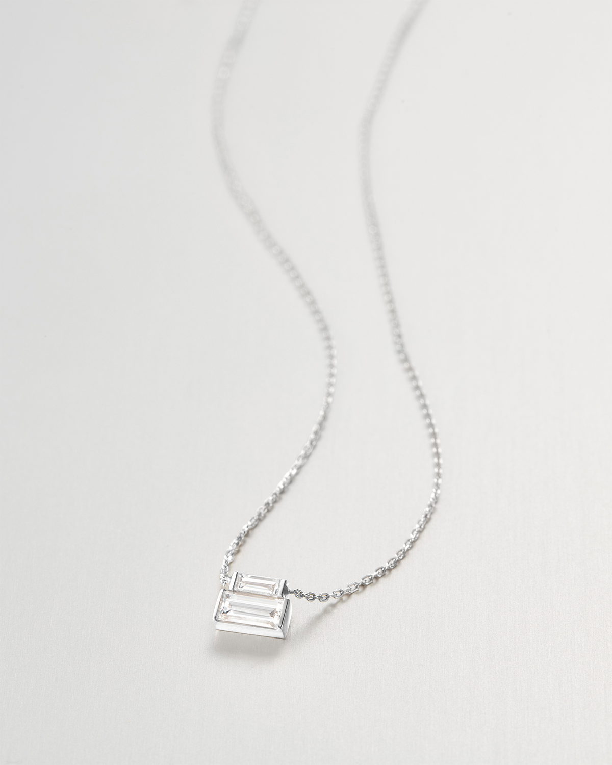 10K Stacked Baguette Diamond Necklace