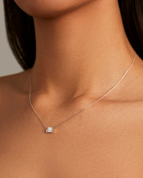 10K Stacked Baguette Diamond Necklace