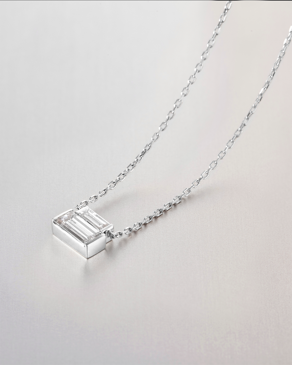 10K Stacked Baguette Diamond Necklace