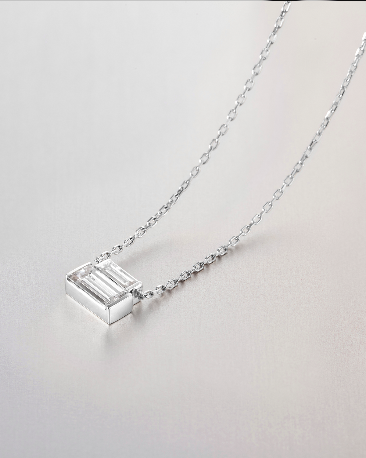 10K Stacked Baguette Diamond Necklace