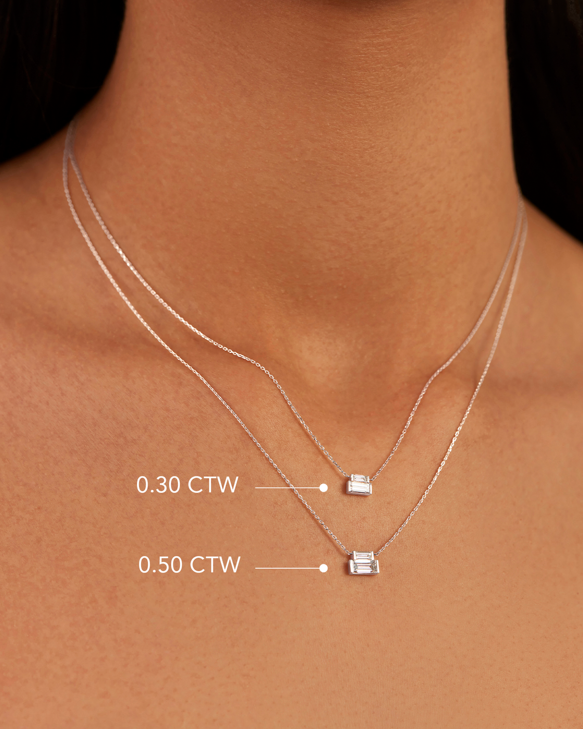 10K Stacked Baguette Diamond Necklace