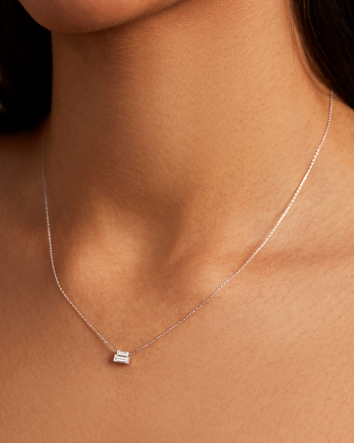 10K Stacked Baguette Diamond Necklace