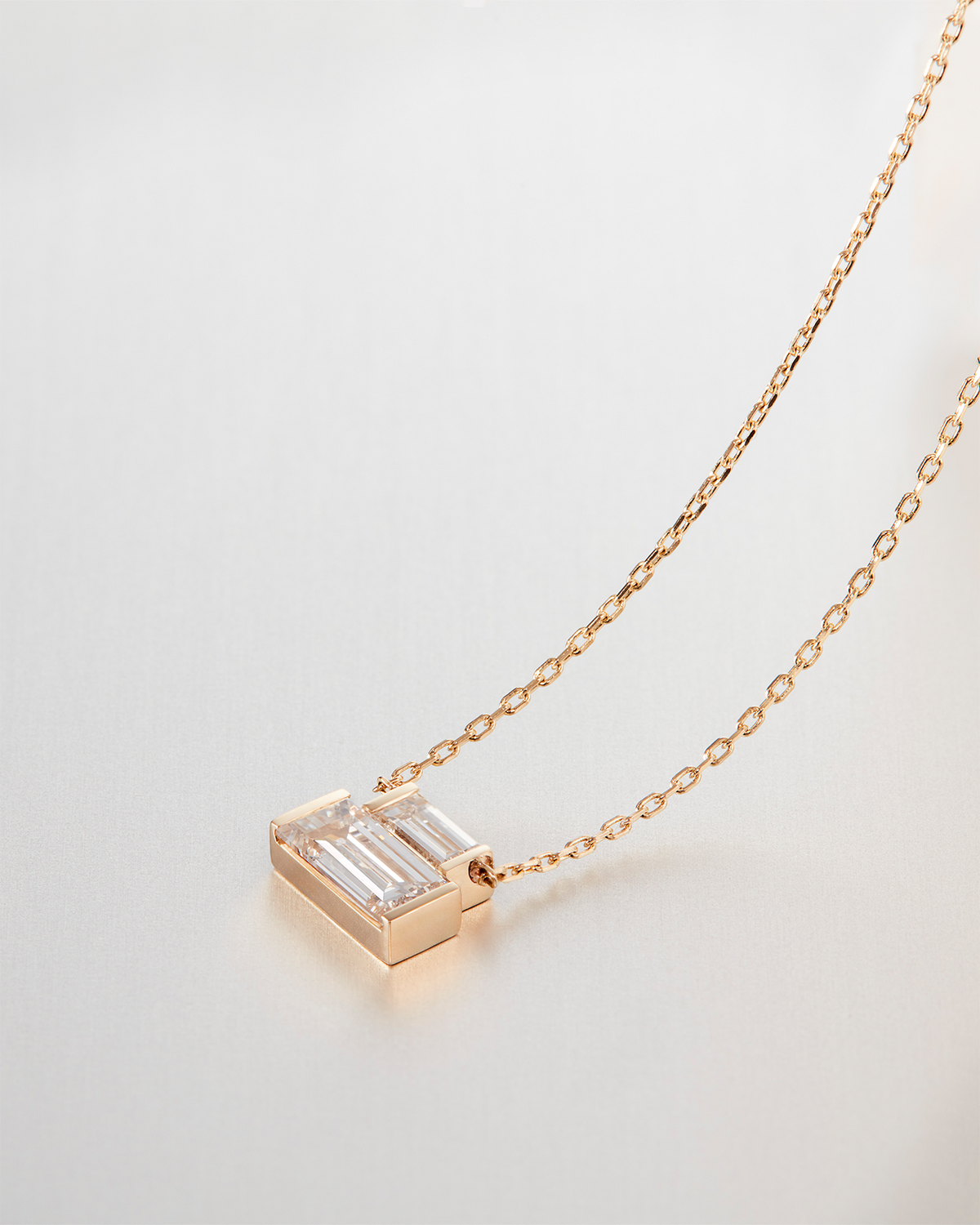 10K Stacked Baguette Diamond Necklace