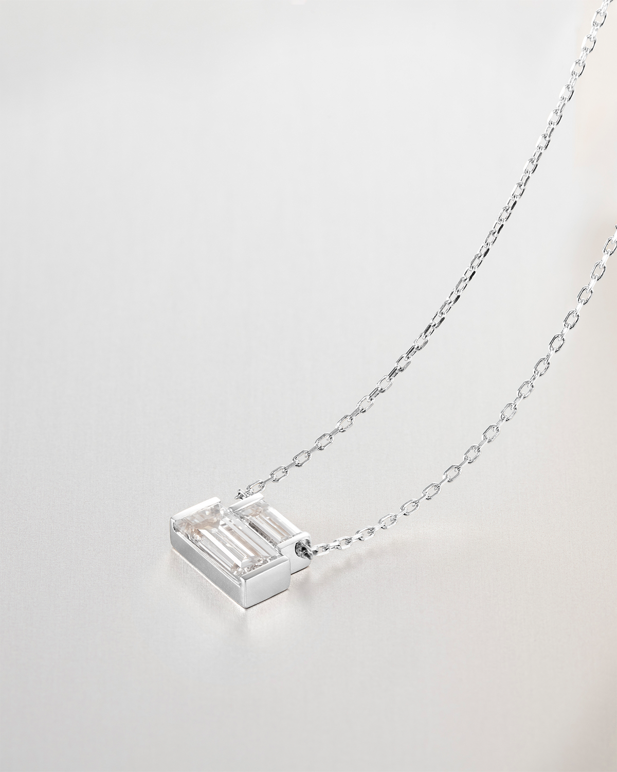 10K Stacked Baguette Diamond Necklace