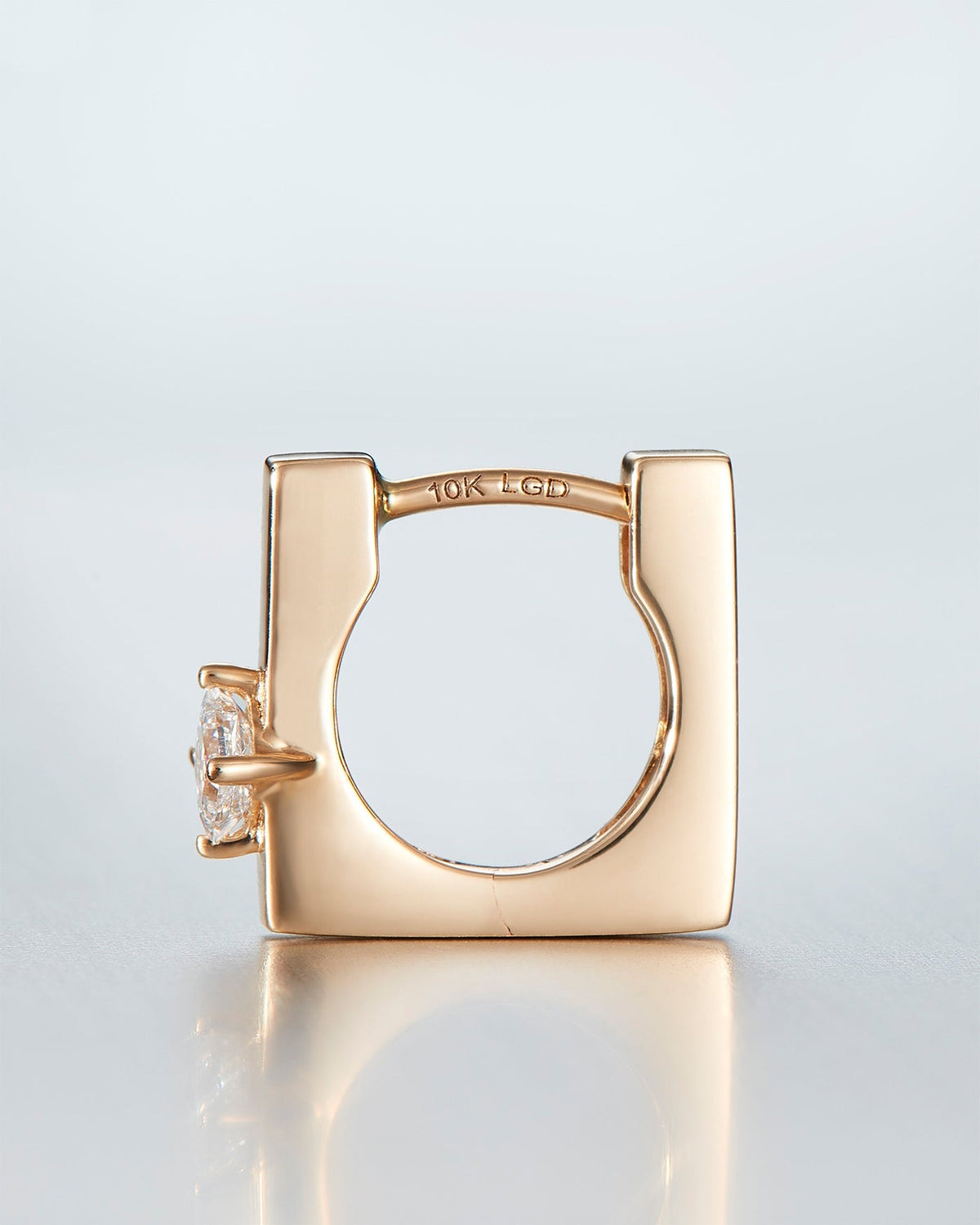 10K Princess Cut Diamond Huggie Earrings