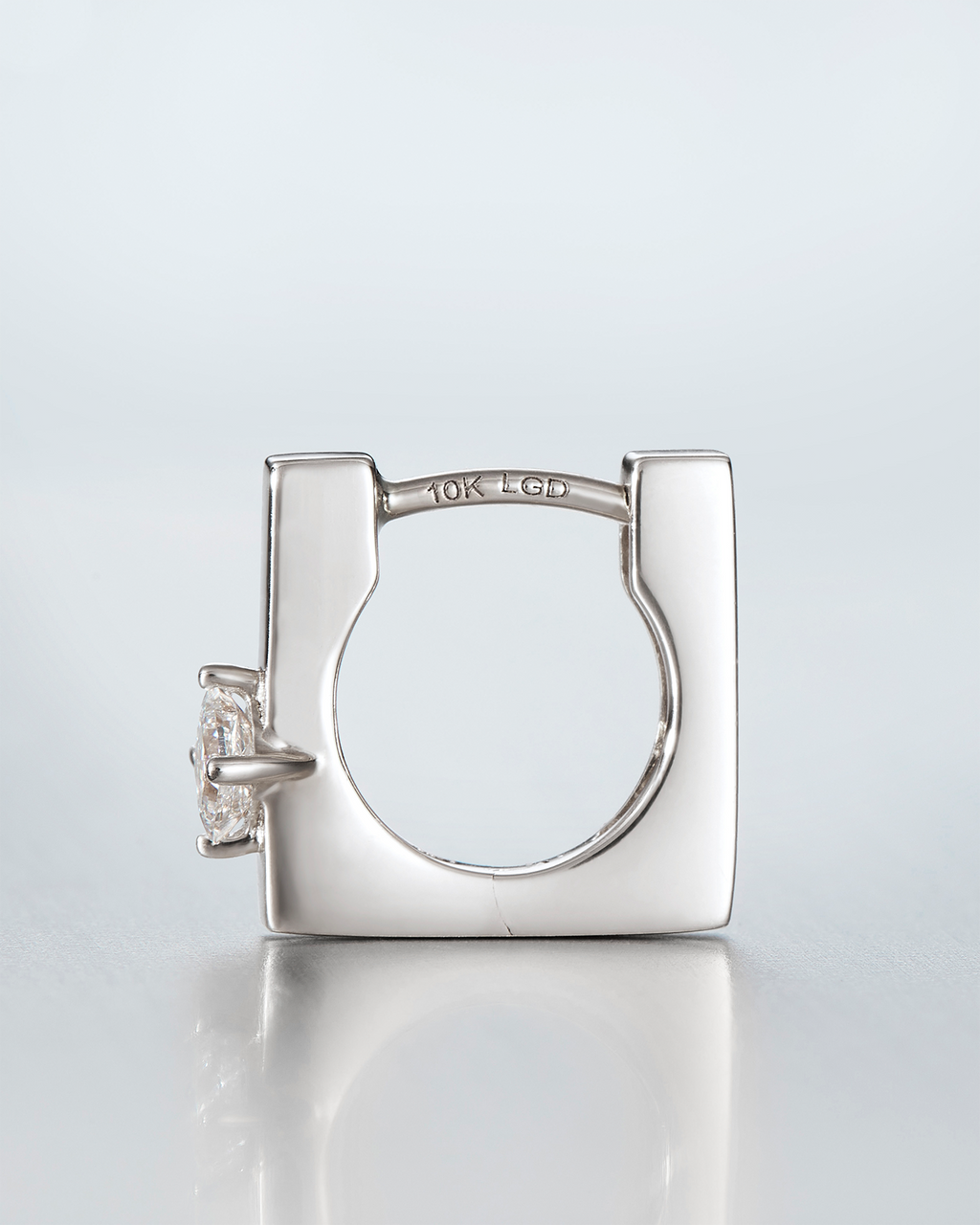 10K Princess Cut Diamond Huggie Earrings