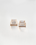 10K Stacked Baguette Diamond Stud Earrings