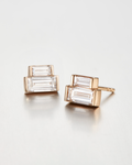 10K Stacked Baguette Diamond Stud Earrings