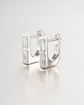 10K Stacked Baguette Diamond Huggie Earrings