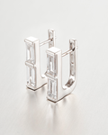 10K Stacked Baguette Diamond Huggie Earrings