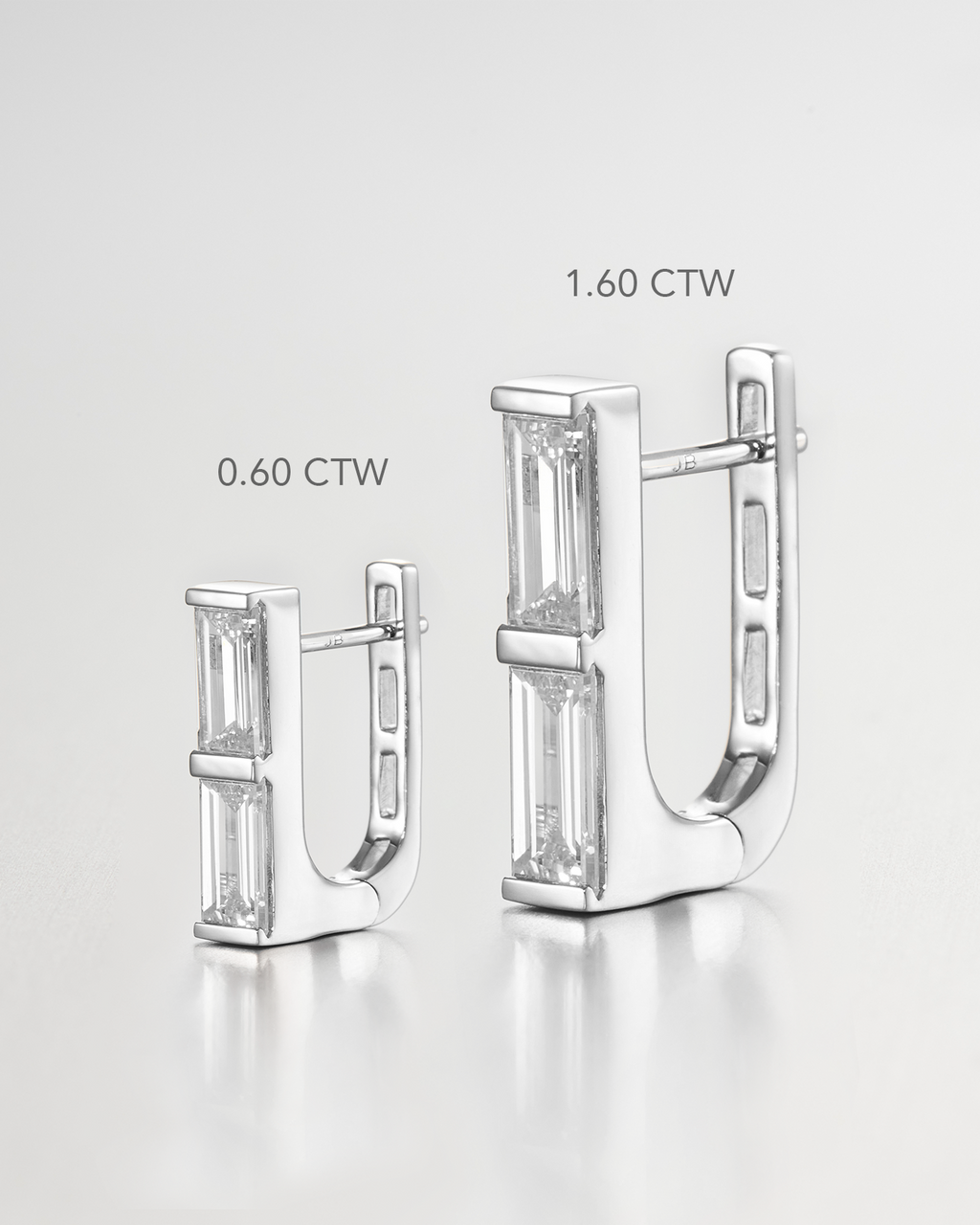 10K Stacked Baguette Diamond Huggie Earrings