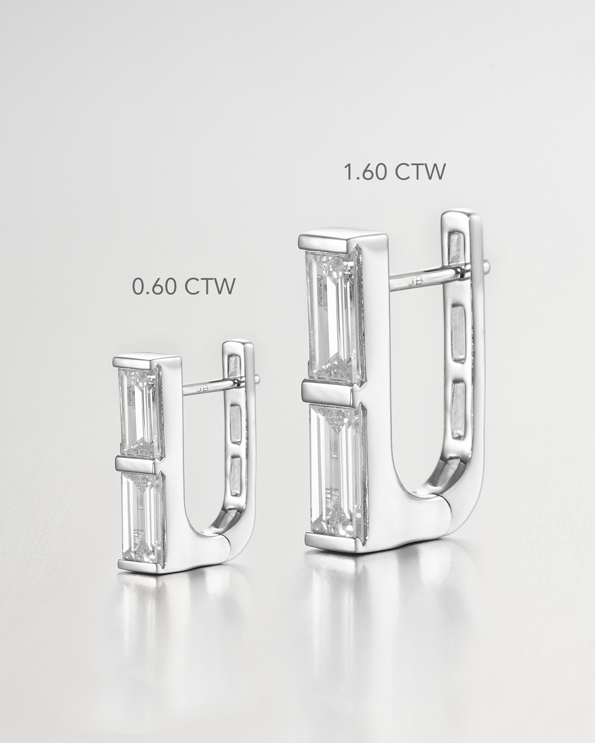 10K Stacked Baguette Diamond Huggie Earrings